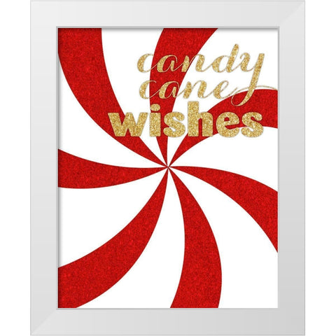 Candy Cane Wishes White Modern Wood Framed Art Print by SD Graphics Studio