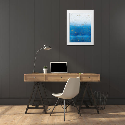 Gold Splash on Blue White Modern Wood Framed Art Print by Bucheli, Amaya