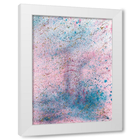 Pink and Blue Splash White Modern Wood Framed Art Print by Bucheli, Amaya