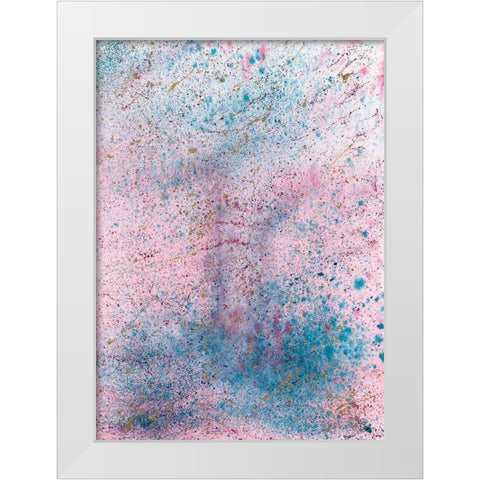 Pink and Blue Splash White Modern Wood Framed Art Print by Bucheli, Amaya