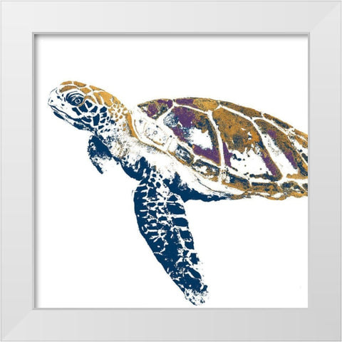 Golden Navy Turtle II White Modern Wood Framed Art Print by Pinto, Patricia