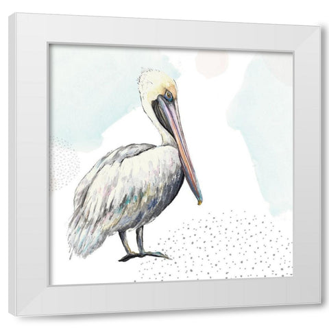 Turquoise Pelican White Modern Wood Framed Art Print by Pinto, Patricia