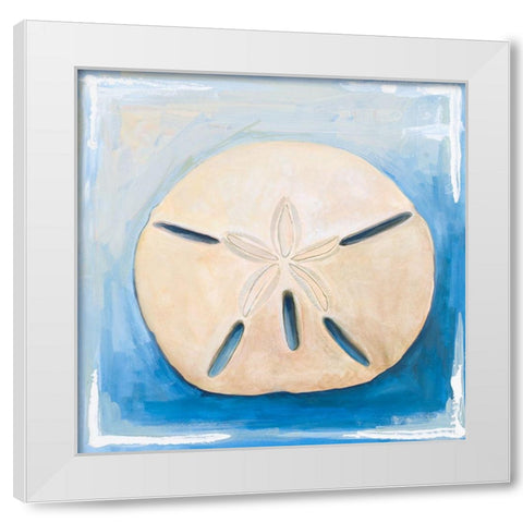 Sand Dollar on Blue White Modern Wood Framed Art Print by Diannart