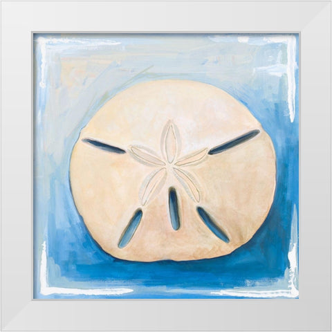 Sand Dollar on Blue White Modern Wood Framed Art Print by Diannart