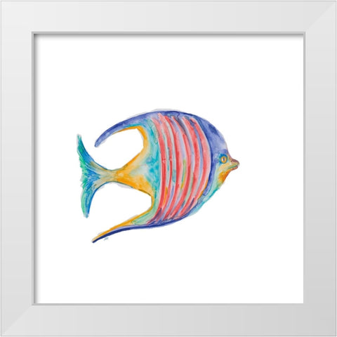 Swim with the Fish III White Modern Wood Framed Art Print by DeRice, Julie
