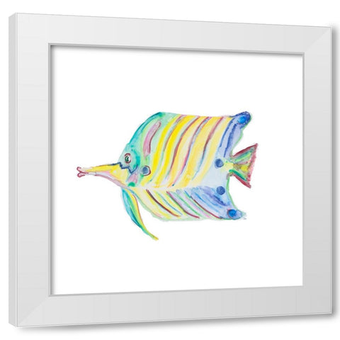 Swim with the Fish IV White Modern Wood Framed Art Print by DeRice, Julie