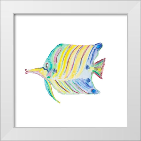 Swim with the Fish IV White Modern Wood Framed Art Print by DeRice, Julie