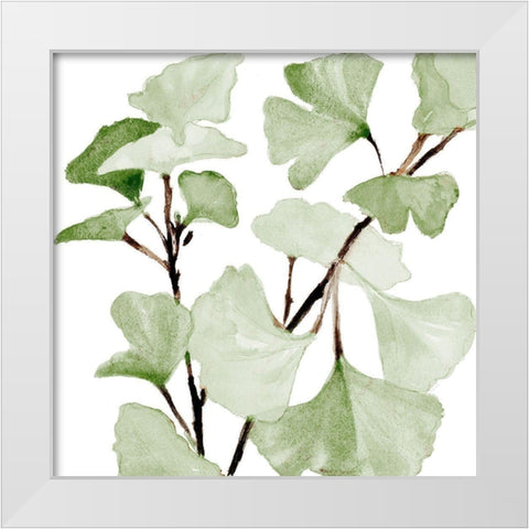 Mint Ginkgo Stems I White Modern Wood Framed Art Print by Loreth, Lanie
