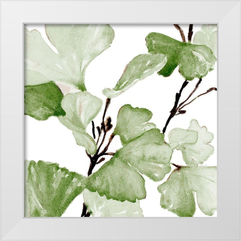 Mint Ginkgo Stems II White Modern Wood Framed Art Print by Loreth, Lanie