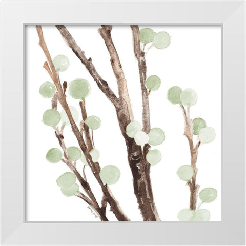 Mint Berry Stems White Modern Wood Framed Art Print by Loreth, Lanie
