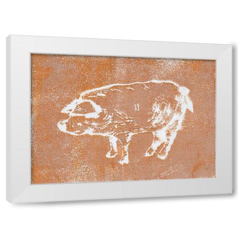 Country Pig White Modern Wood Framed Art Print by Loreth, Lanie
