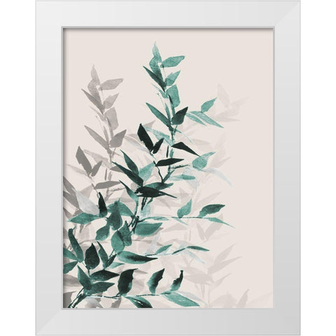 Green Tonal Leaves I White Modern Wood Framed Art Print by Loreth, Lanie