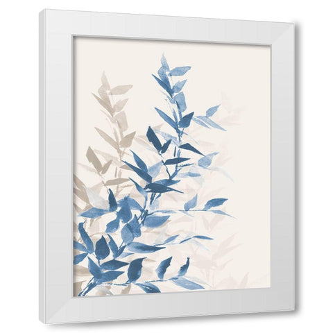 Blue Branch I White Modern Wood Framed Art Print by Loreth, Lanie