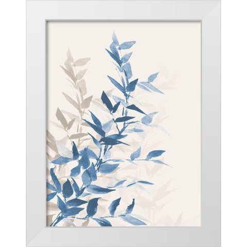 Blue Branch I White Modern Wood Framed Art Print by Loreth, Lanie