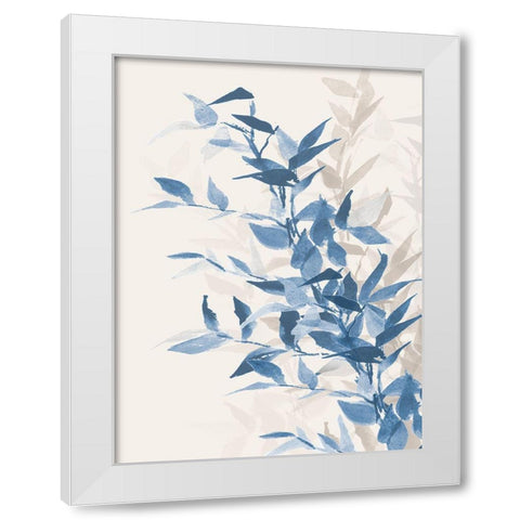 Blue Branch II White Modern Wood Framed Art Print by Loreth, Lanie