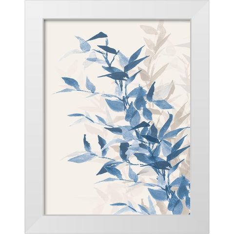 Blue Branch II White Modern Wood Framed Art Print by Loreth, Lanie