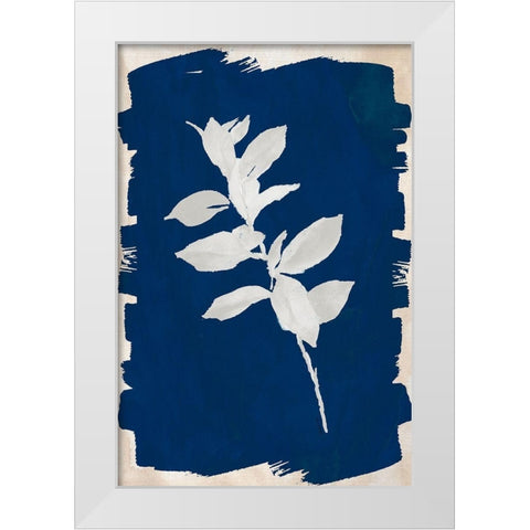 White Leaf on Navy II White Modern Wood Framed Art Print by Loreth, Lanie