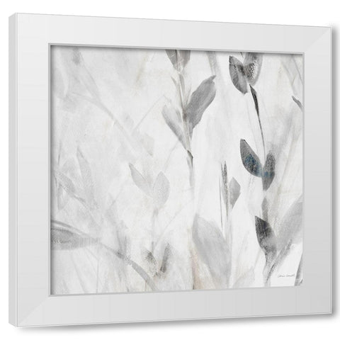 Gray Misty Leaves Square II White Modern Wood Framed Art Print by Loreth, Lanie