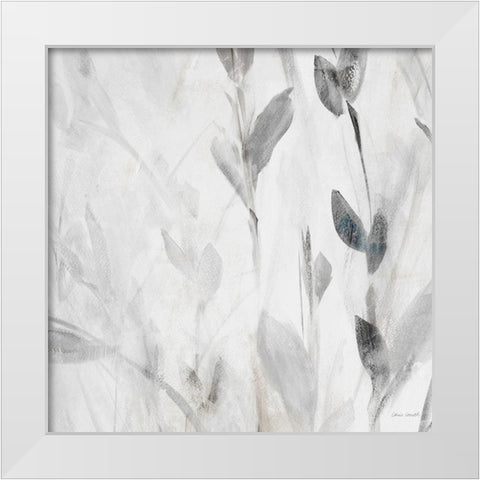 Gray Misty Leaves Square II White Modern Wood Framed Art Print by Loreth, Lanie
