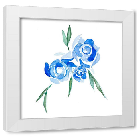 Blue Roses White Modern Wood Framed Art Print by Danelle, B.