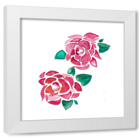 Red Roses White Modern Wood Framed Art Print by Danelle, B.