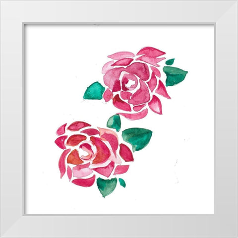 Red Roses White Modern Wood Framed Art Print by Danelle, B.