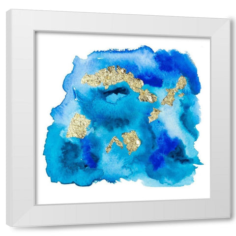 Gold Flake Blue White Modern Wood Framed Art Print by Danelle, B.