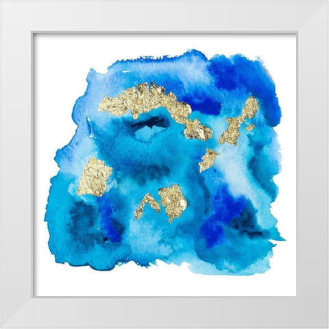 Gold Flake Blue White Modern Wood Framed Art Print by Danelle, B.