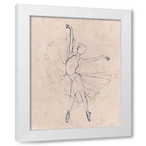Monochrome Ballerina White Modern Wood Framed Art Print by SD Graphics Studio