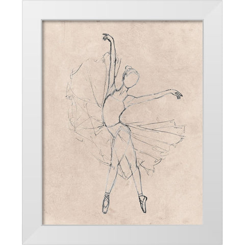 Monochrome Ballerina White Modern Wood Framed Art Print by SD Graphics Studio