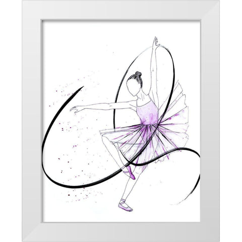 Dancing Ballerina II White Modern Wood Framed Art Print by SD Graphics Studio