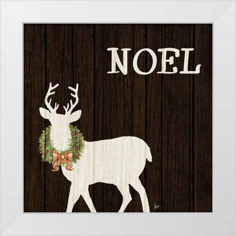 Wooden Deer with Wreath I White Modern Wood Framed Art Print by Metz, Andi