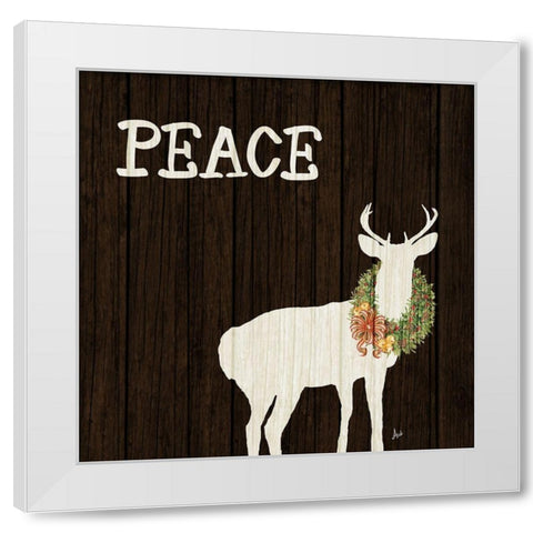 Wooden Deer with Wreath II White Modern Wood Framed Art Print by Metz, Andi