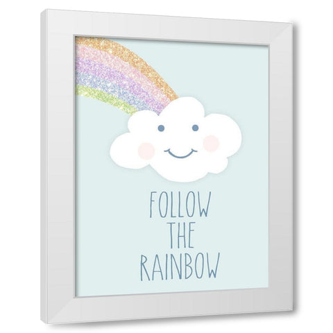 Follow the Rainbow White Modern Wood Framed Art Print by Quach, Anna