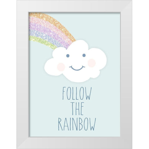 Follow the Rainbow White Modern Wood Framed Art Print by Quach, Anna