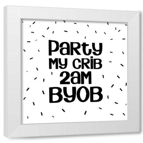 Crib Party White Modern Wood Framed Art Print by Quach, Anna