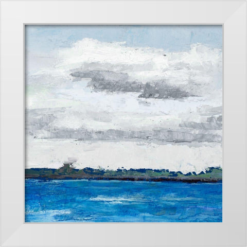 Cloudy Shores White Modern Wood Framed Art Print by Green, Jenny