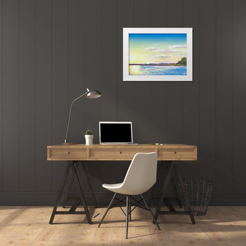 Sun on the Water White Modern Wood Framed Art Print by Green, Jenny