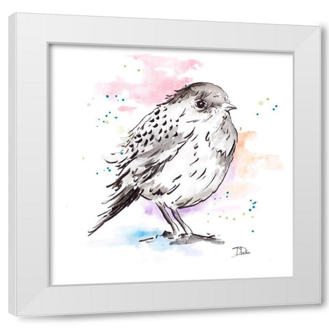 Bird Sketch III White Modern Wood Framed Art Print by Pinto, Patricia