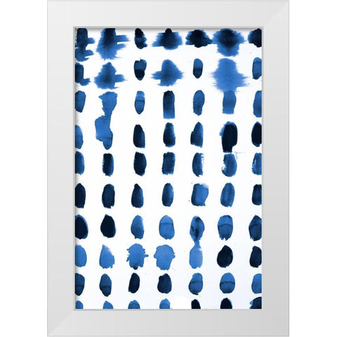 Blue Spots Pattern White Modern Wood Framed Art Print by Pinto, Patricia