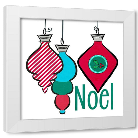 Joyful Christmas Ornaments III White Modern Wood Framed Art Print by Metz, Andi