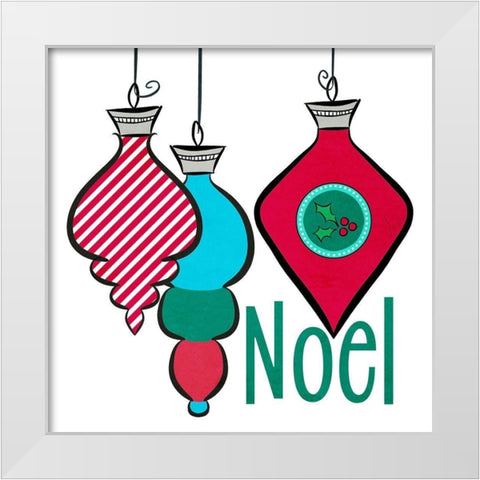 Joyful Christmas Ornaments III White Modern Wood Framed Art Print by Metz, Andi