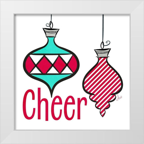 Joyful Christmas Ornaments I White Modern Wood Framed Art Print by Metz, Andi