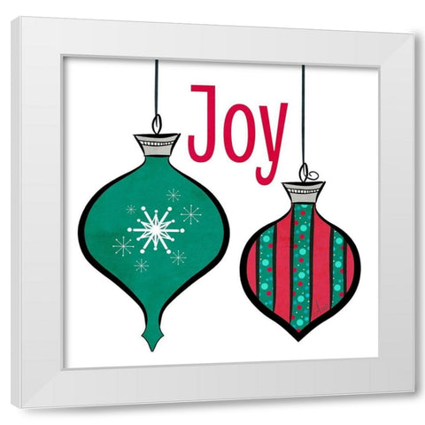 Joyful Christmas Ornaments II White Modern Wood Framed Art Print by Metz, Andi