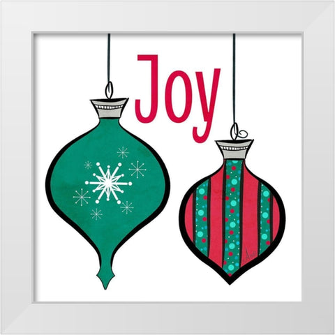 Joyful Christmas Ornaments II White Modern Wood Framed Art Print by Metz, Andi