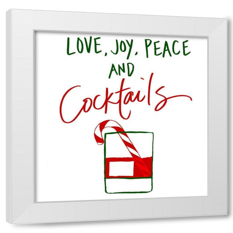 Christmas With Cocktails White Modern Wood Framed Art Print by SD Graphics Studio