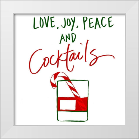 Christmas With Cocktails White Modern Wood Framed Art Print by SD Graphics Studio