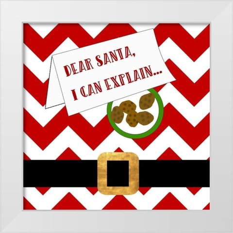 Dear Santa, I Can Explain White Modern Wood Framed Art Print by Quach, Anna