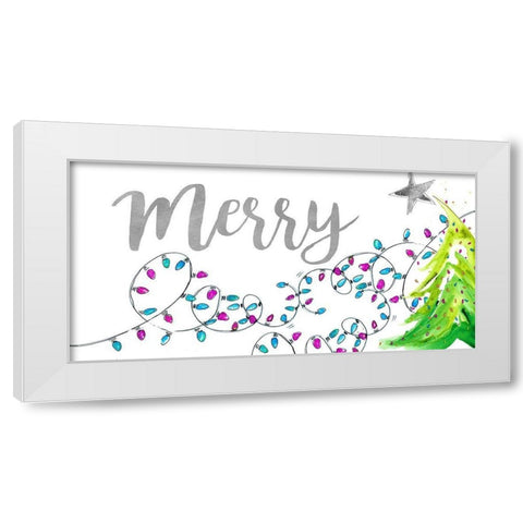 Merry with Lights White Modern Wood Framed Art Print by Pinto, Patricia
