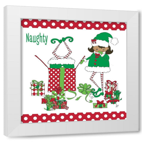 Naughty Elves White Modern Wood Framed Art Print by Metz, Andi